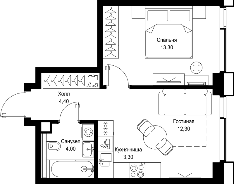 2 ккв (Евро) 37,3 м²
