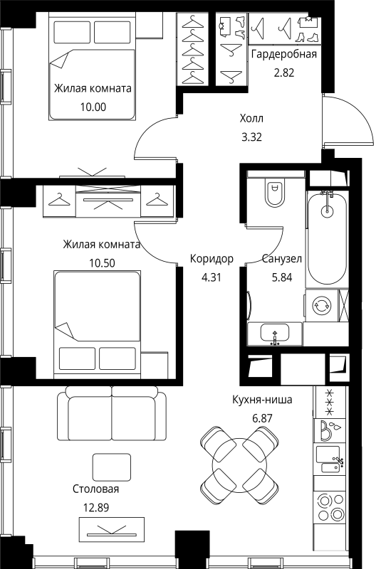 3 ккв (Евро) 56,6 м²