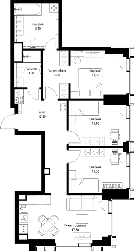 4 ккв (Евро) 84,1 м²