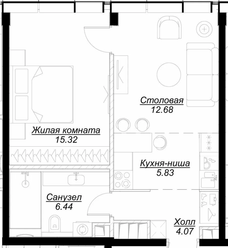2 ккв (Евро) 44,1 м²