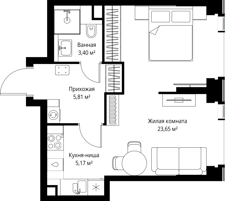 2 ккв (Евро) 38 м²