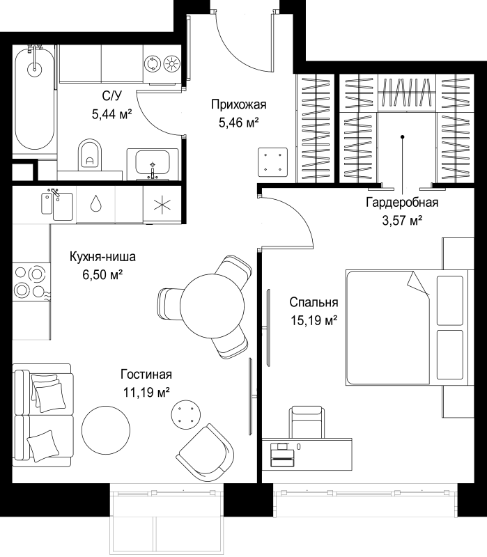 2 ккв (Евро) 47,4 м²