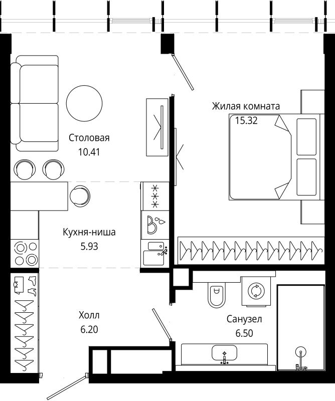 2 ккв (Евро) 44,2 м²