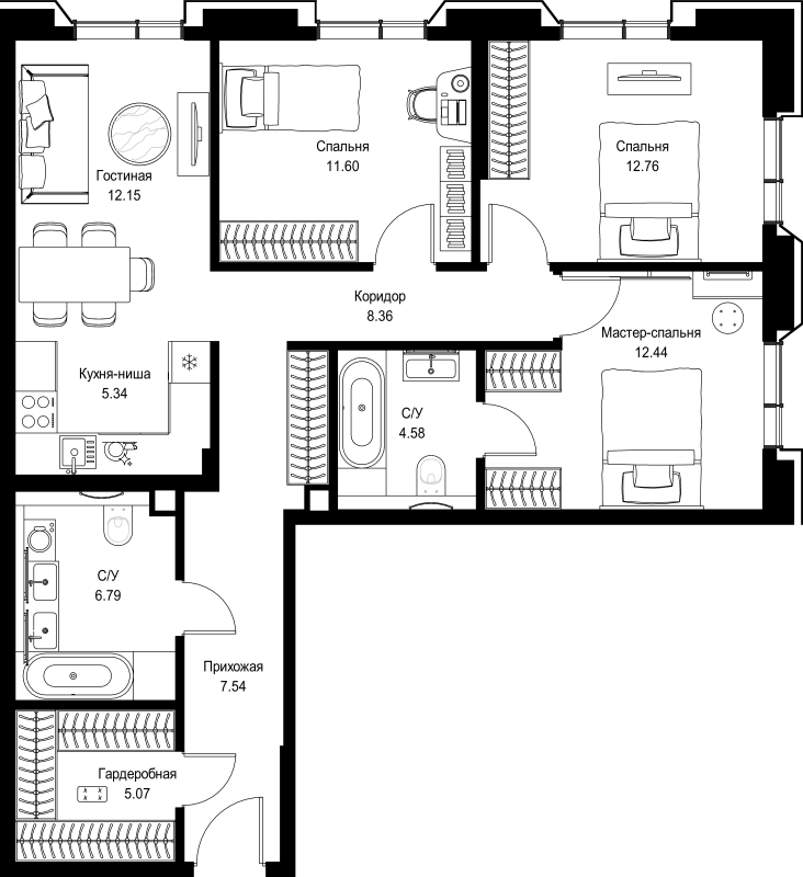 4 ккв (Евро) 86,6 м²