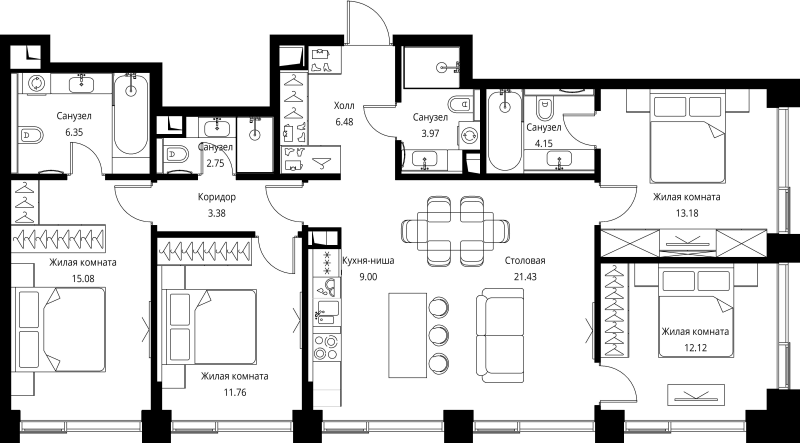 5 ккв (Евро) 109,7 м²