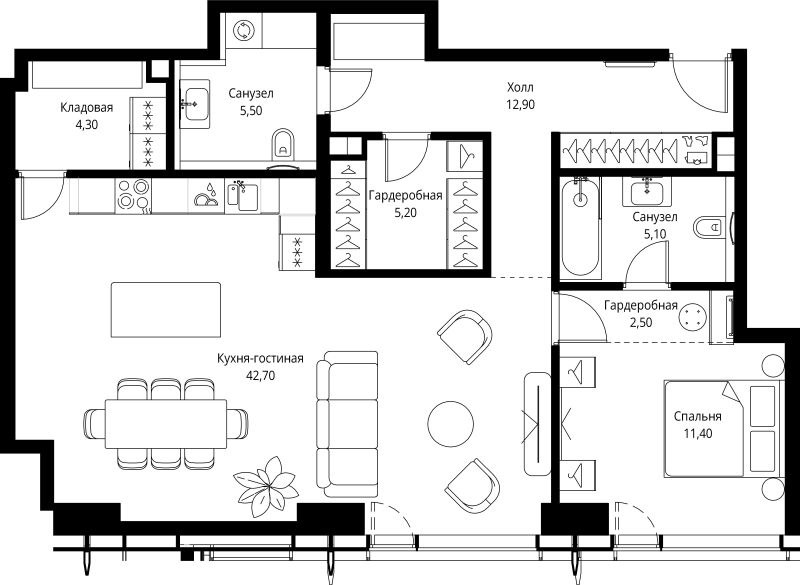 2 ккв (Евро) 89,6 м²