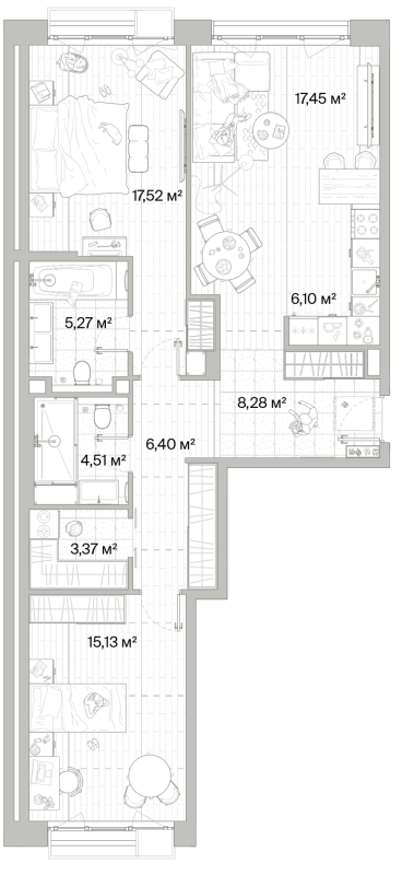 3 ккв (Евро) 84 м²