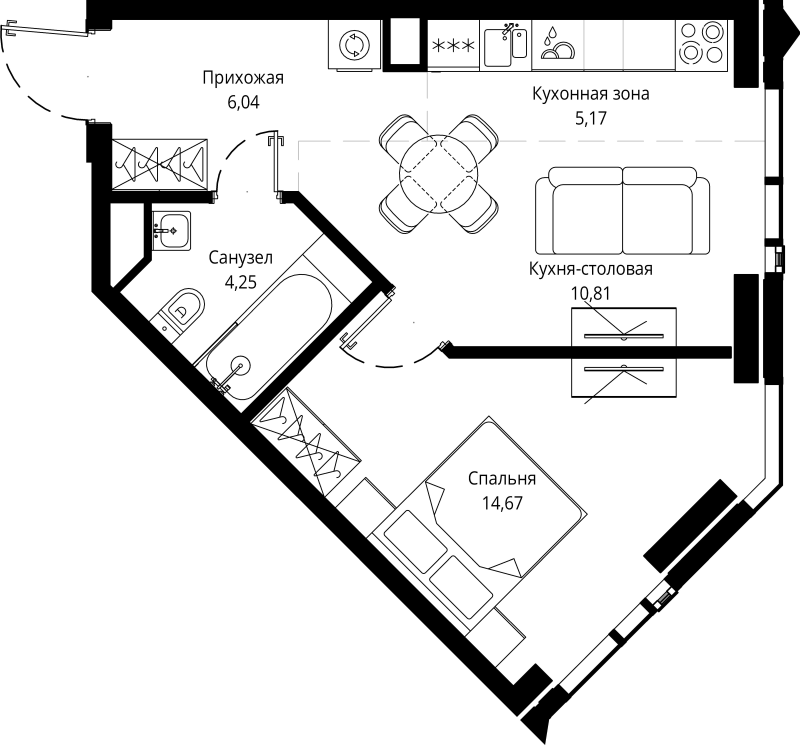 2 ккв (Евро) 41,4 м²
