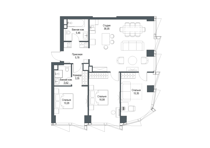 4 ккв (Евро) 100 м²