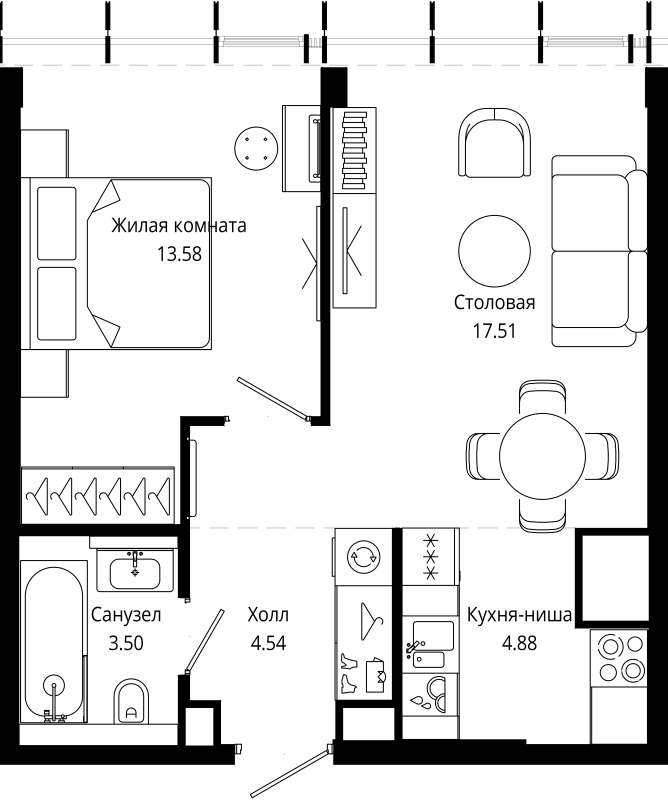 2 ккв (Евро) 44,1 м²