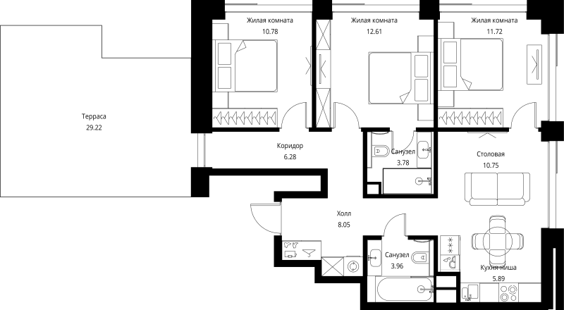 4 ккв (Евро) 82,6 м²
