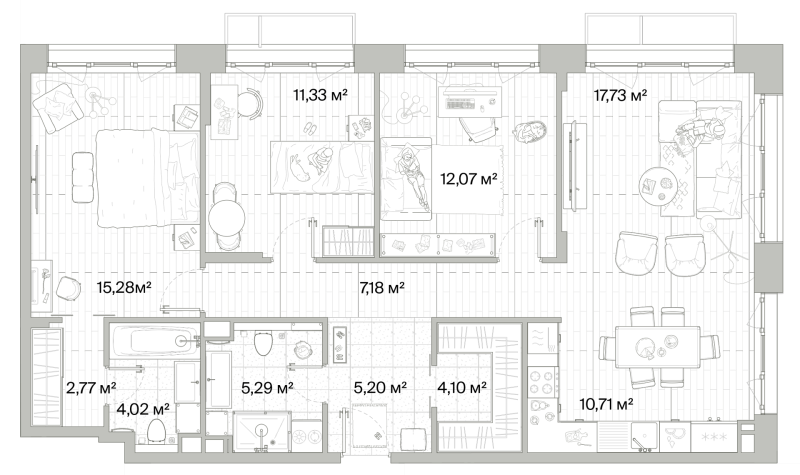 4 ккв (Евро) 95,7 м²