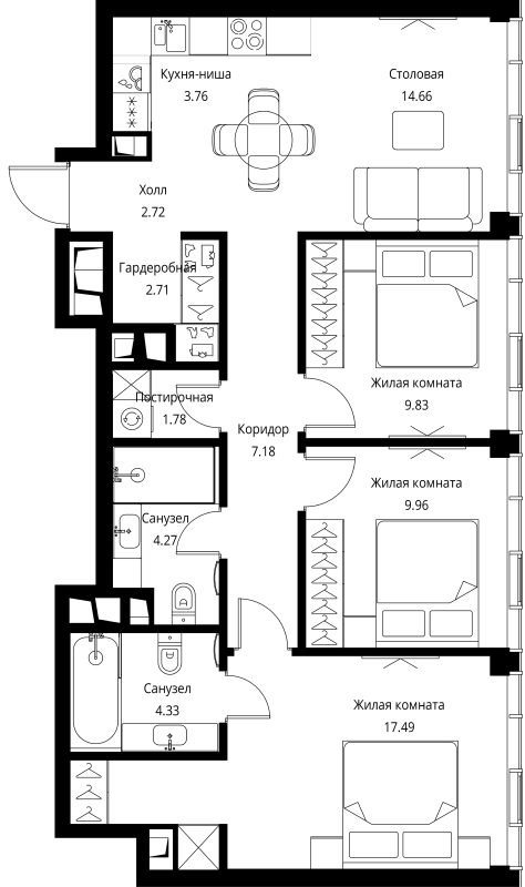 4 ккв (Евро) 78,7 м²