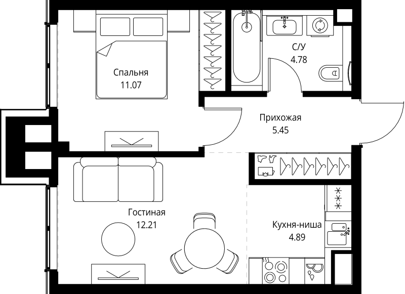 2 ккв (Евро) 38,4 м²
