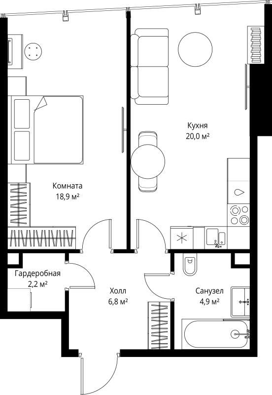 2 ккв (Евро) 52,8 м²