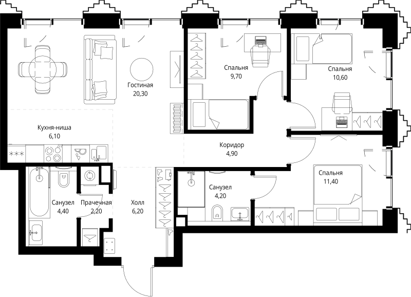 4 ккв (Евро) 80,6 м²