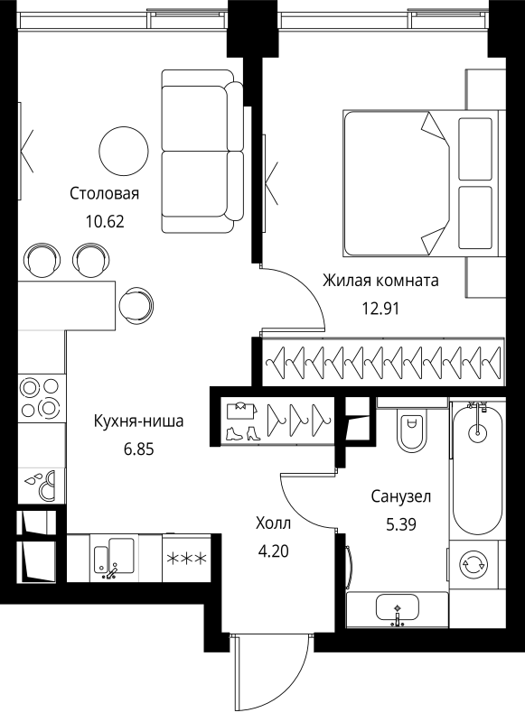 2 ккв (Евро) 40 м²