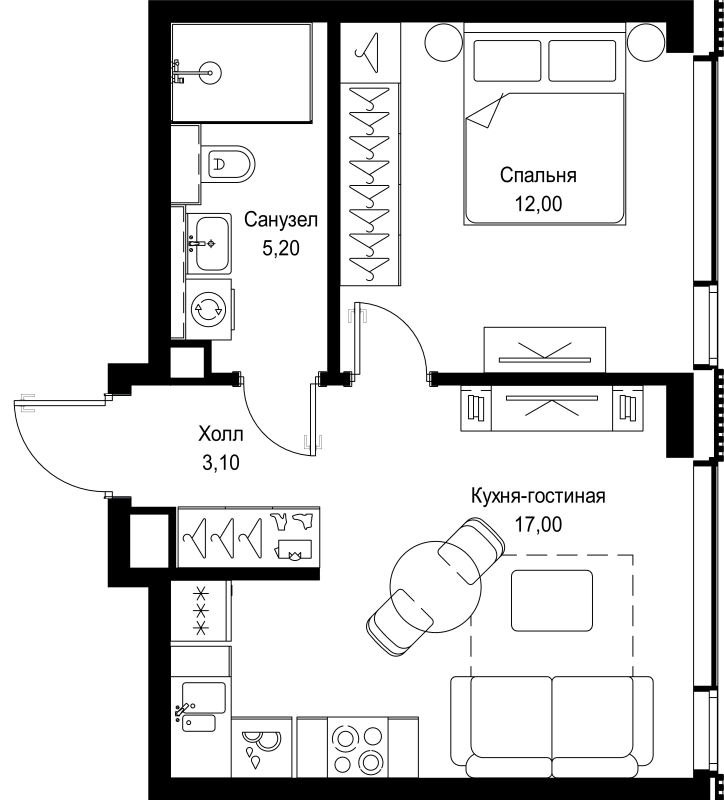 2 ккв (Евро) 37,3 м²