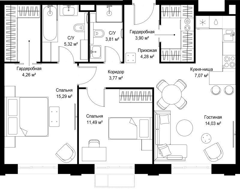 3 ккв (Евро) 73,2 м²
