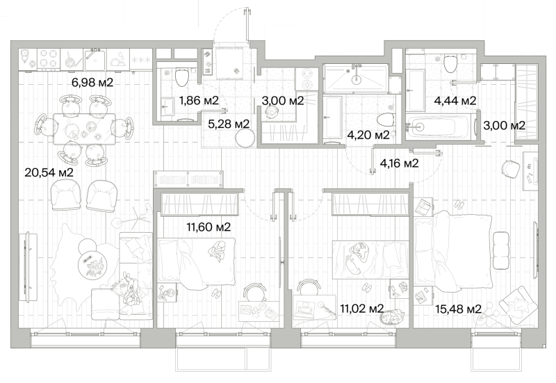 4 ккв (Евро) 91,6 м²