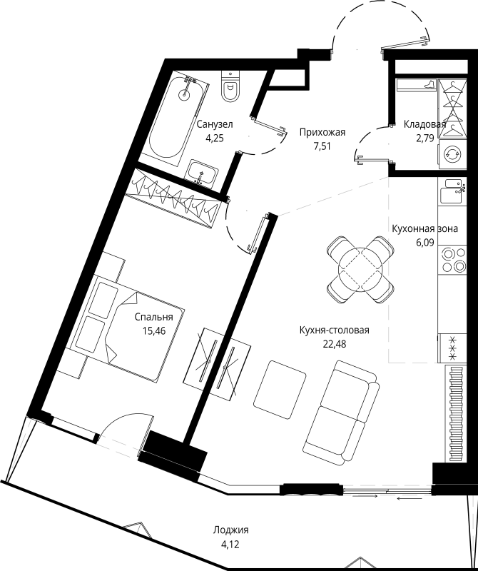 2 ккв (Евро) 63,7 м²