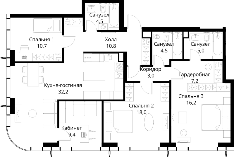 5 ккв (Евро) 121,5 м²