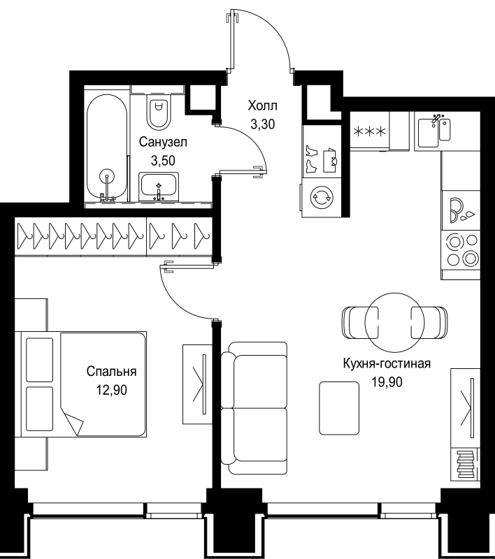 2 ккв (Евро) 39,6 м²