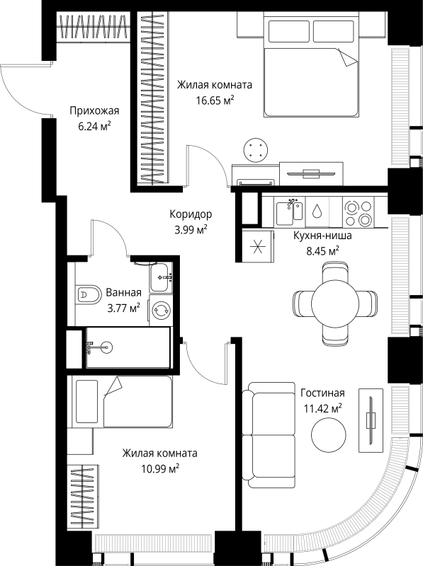 3 ккв (Евро) 61,5 м²