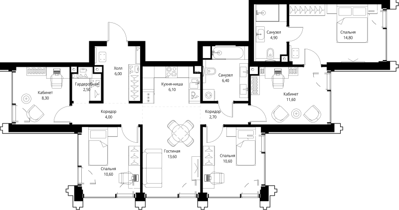 6 ккв (Евро) 102,9 м²