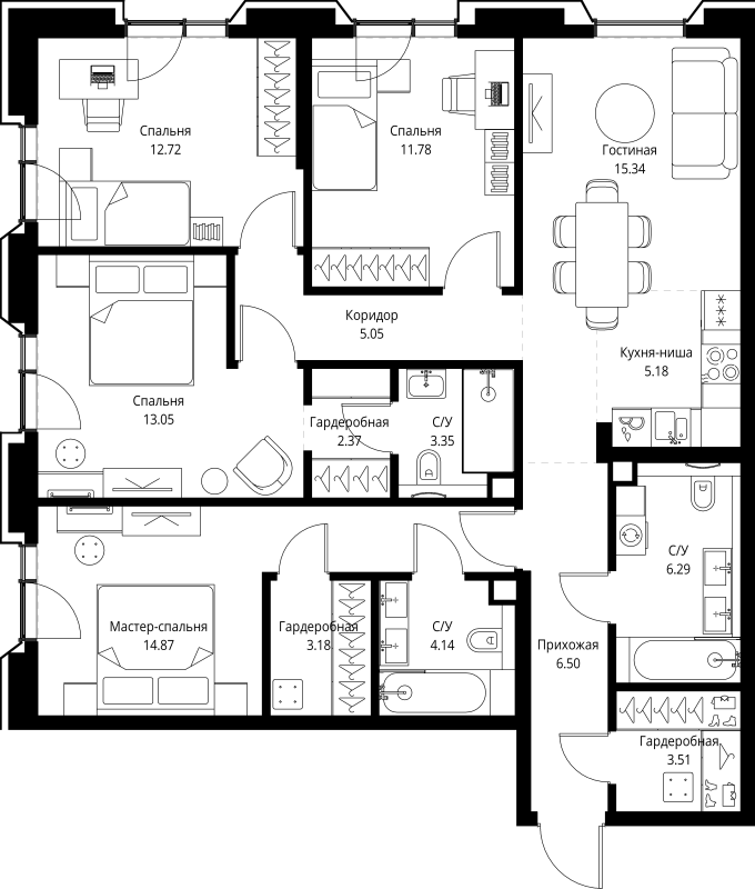 5 ккв (Евро) 107,3 м²