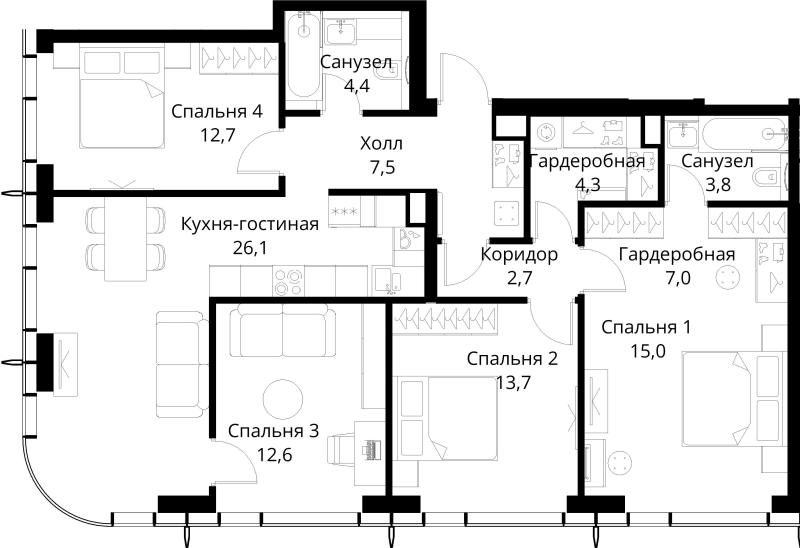 5 ккв (Евро) 109,8 м²