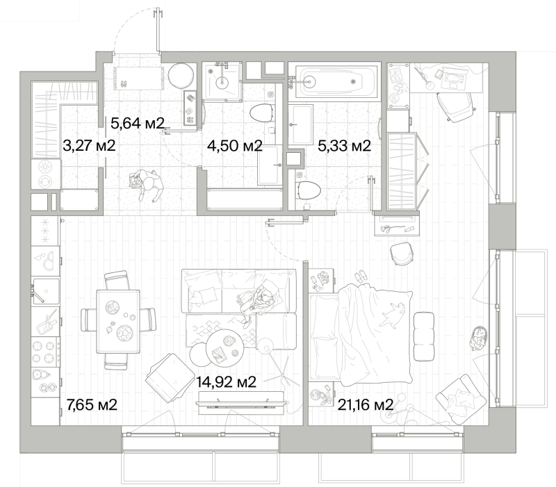 2 ккв (Евро) 62,5 м²