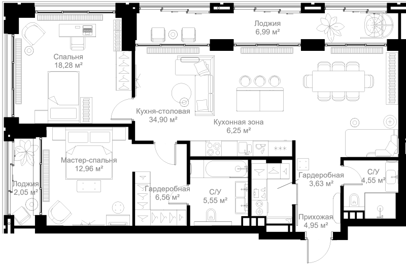 3 ккв (Евро) 106,7 м²