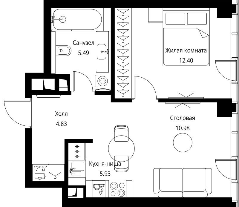 2 ккв (Евро) 39,6 м²