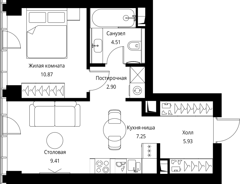 2 ккв (Евро) 40,9 м²