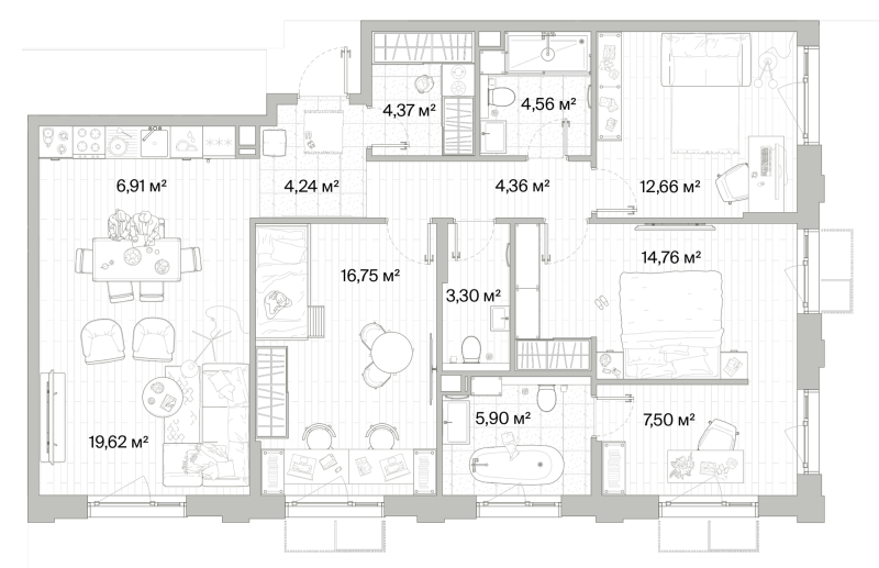 4 ккв (Евро) 104,9 м²