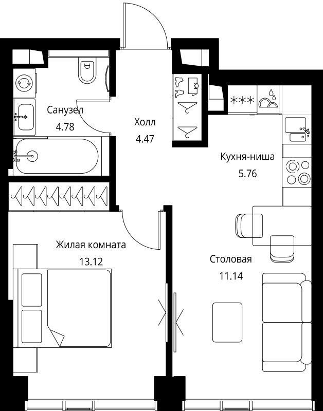 2 ккв (Евро) 39,3 м²
