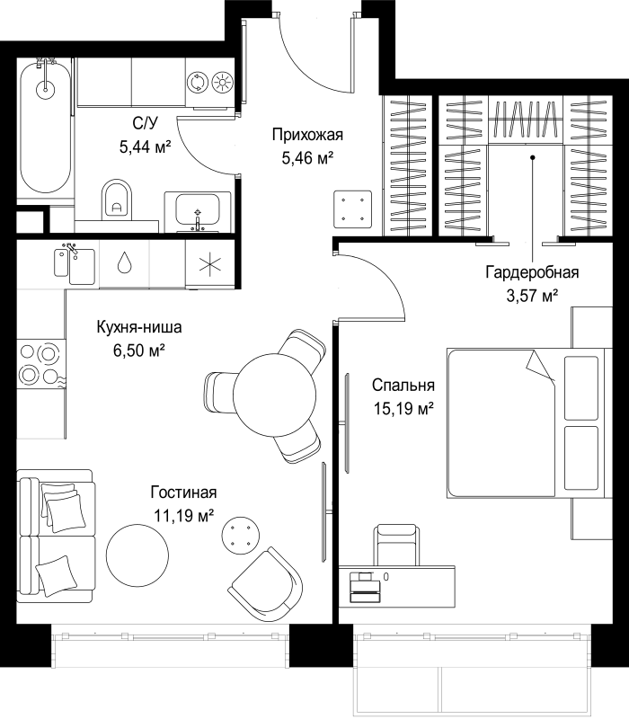 2 ккв (Евро) 47,4 м²