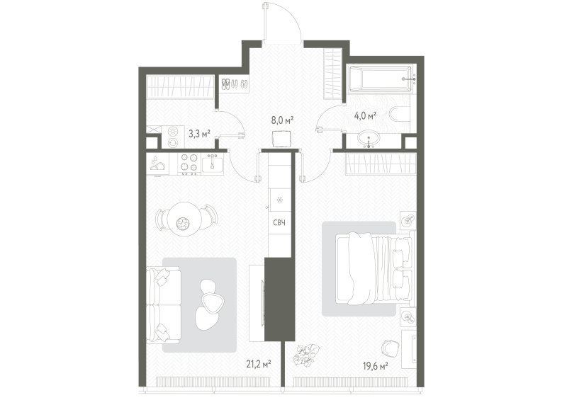 2 ккв (Евро) 56,1 м²