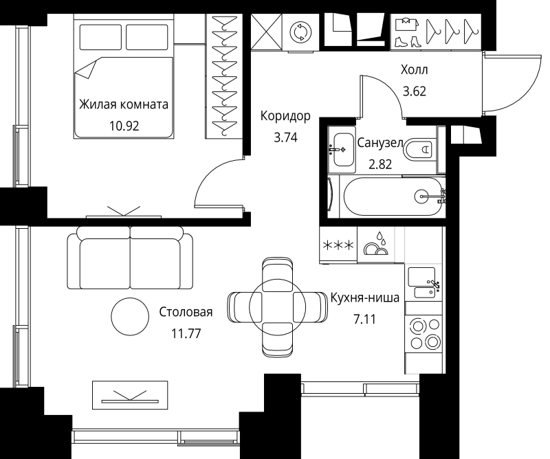 2 ккв (Евро) 40 м²