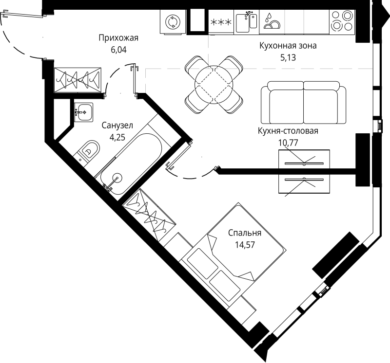 2 ккв (Евро) 41,3 м²