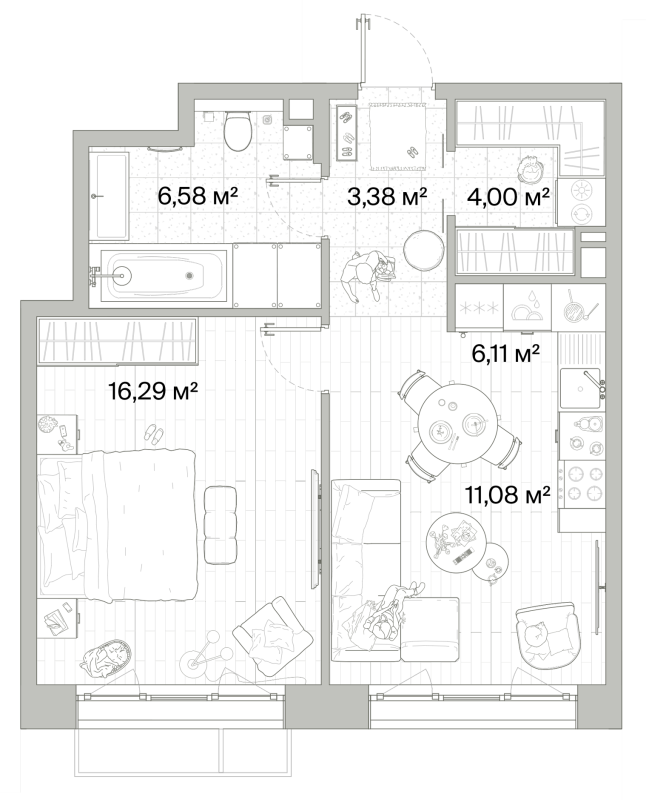 2 ккв (Евро) 47,4 м²
