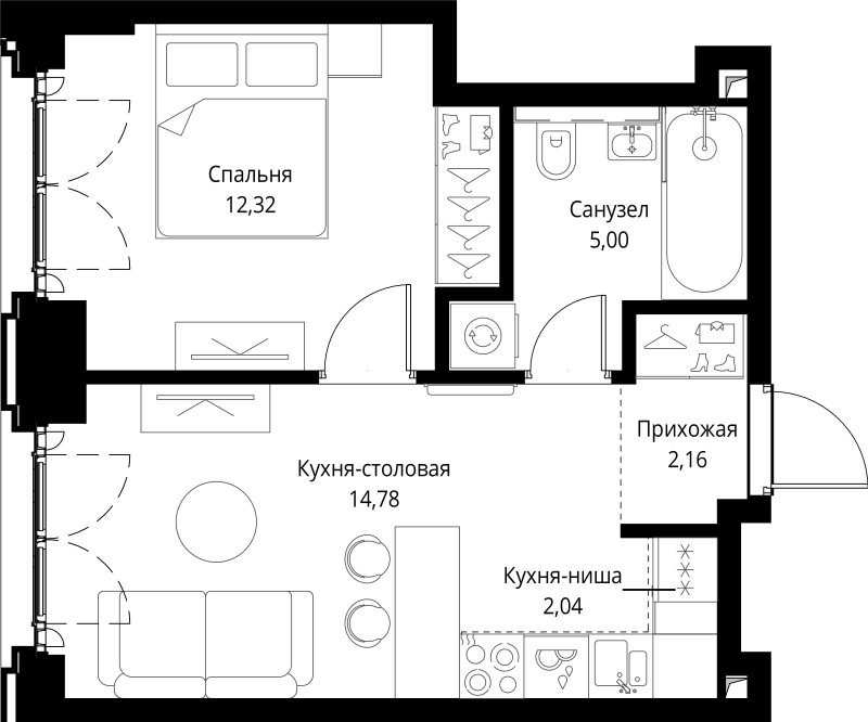 2 ккв (Евро) 36,3 м²