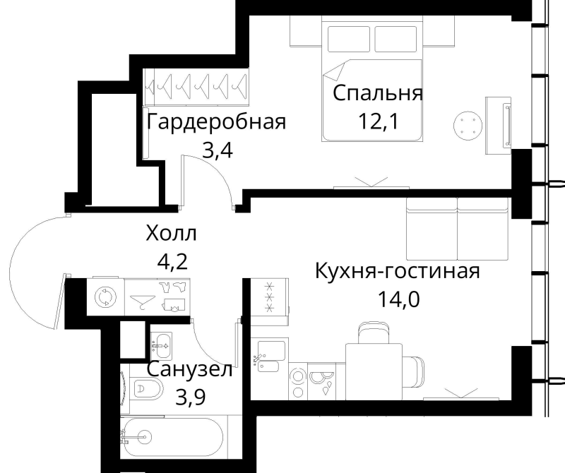 1 ккв 37,6 м²
