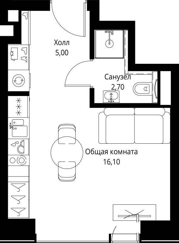 Студия 23,8 м²