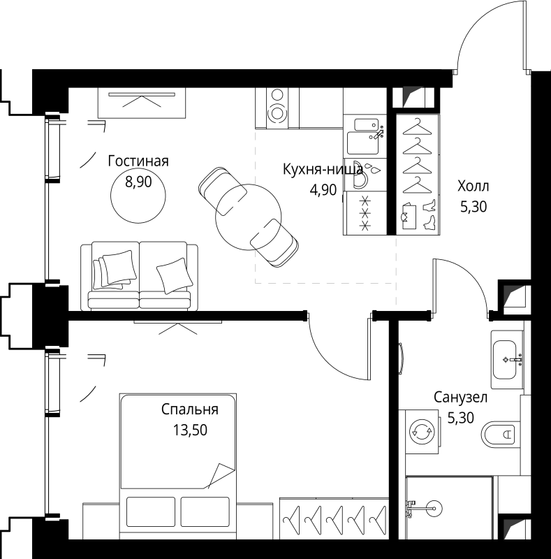 1 ккв 38,1 м²