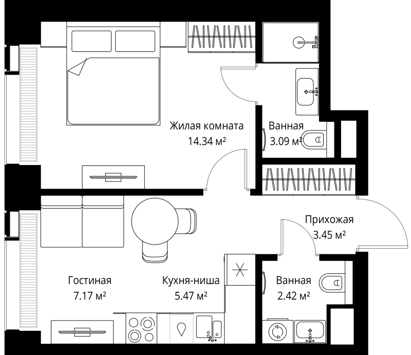 1 ккв 35,9 м²