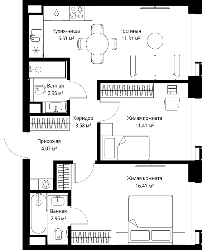 3 ккв (Евро) 59,3 м²