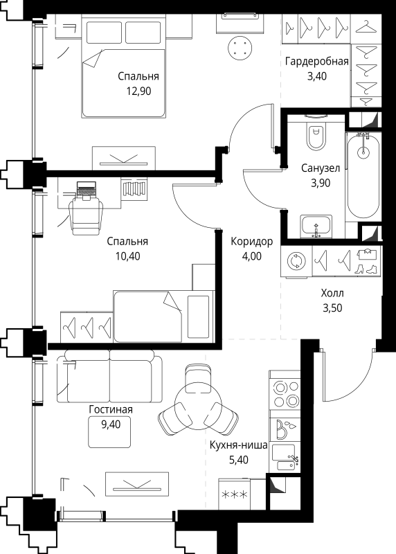 2 ккв 53,2 м²