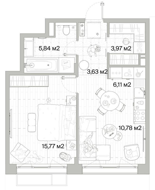 2 ккв (Евро) 46,1 м²